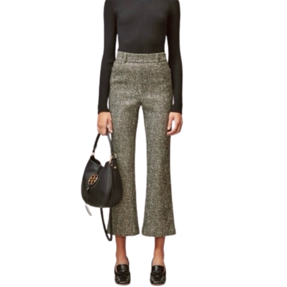 Tory Burch Black and Gray Cropped Pants